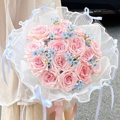 16枝粉玫瑰